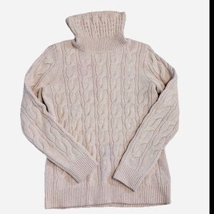 L.L. Bean Cream Cable Knit Turtleneck Sweater